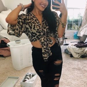 Cheetah Tie Front/Coverup